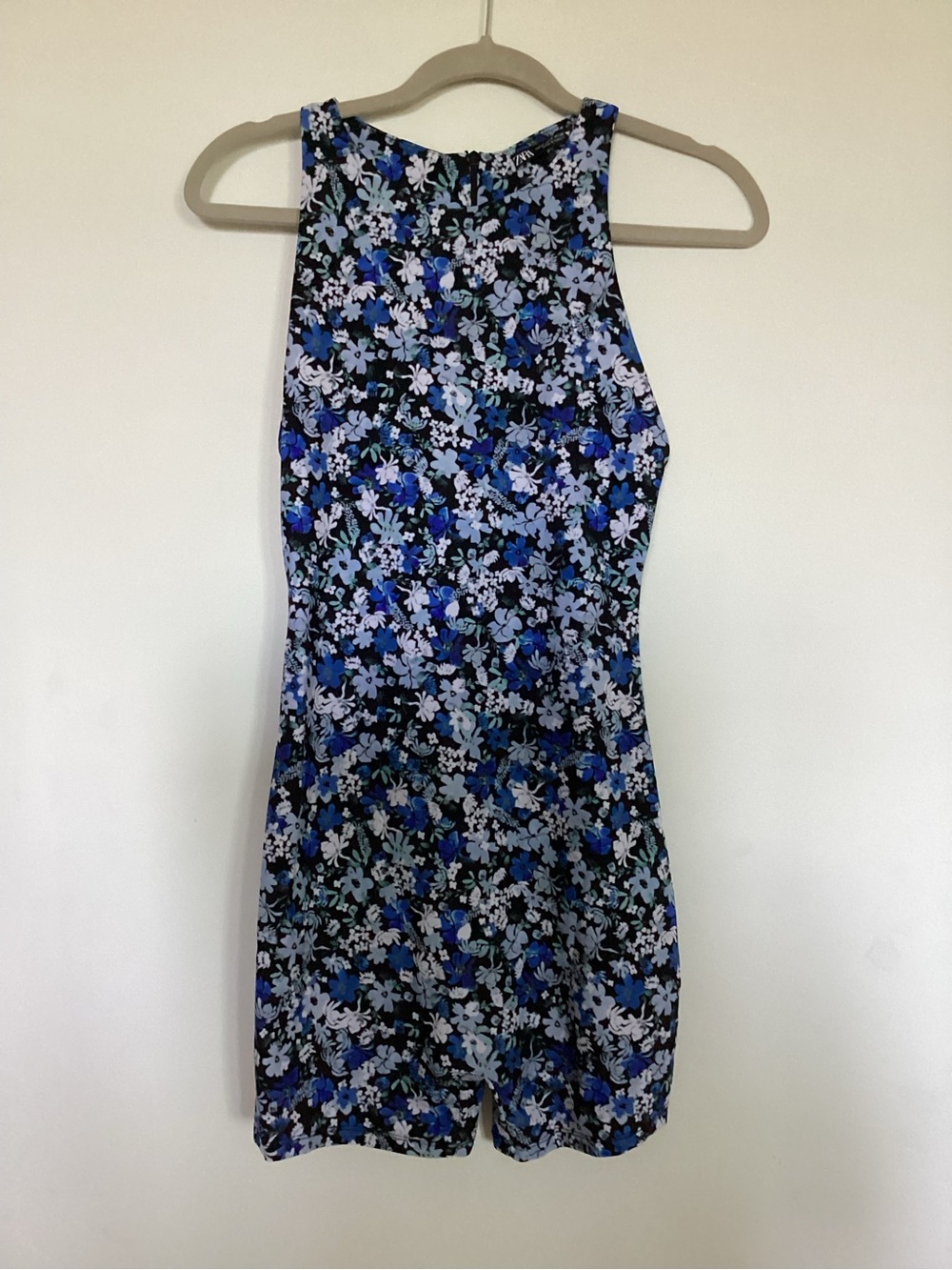 Zara Blue Floral Halter Mini Dress
